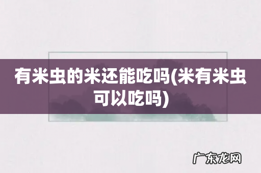 米有米虫可以吃吗 有米虫的米还能吃吗