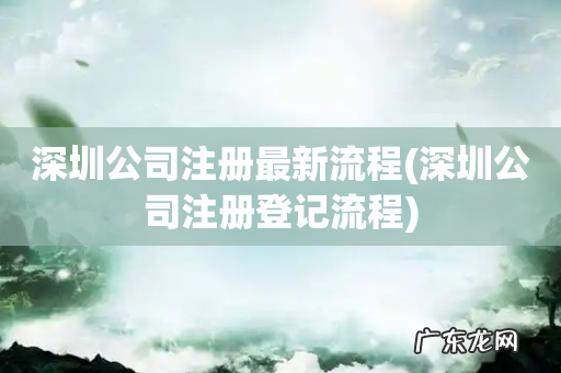 深圳公司注册登记流程 深圳公司注册最新流程
