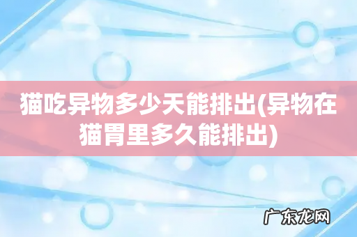 异物在猫胃里多久能排出 猫吃异物多少天能排出