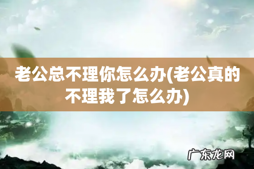 老公真的不理我了怎么办 老公总不理你怎么办