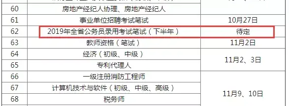 国家公务员几月份考试