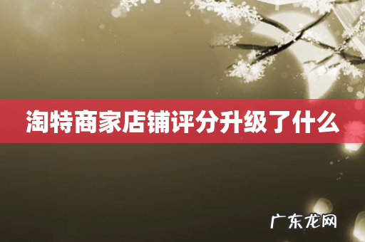 淘特商家店铺评分升级了什么