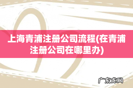 在青浦注册公司在哪里办 上海青浦注册公司流程