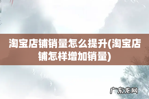 淘宝店铺怎样增加销量 淘宝店铺销量怎么提升