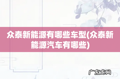 众泰新能源汽车有哪些 众泰新能源有哪些车型