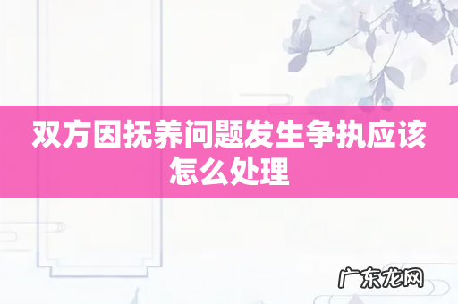 双方因抚养问题发生争执应该怎么处理