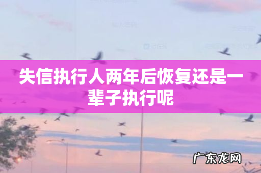 失信执行人两年后恢复还是一辈子执行呢