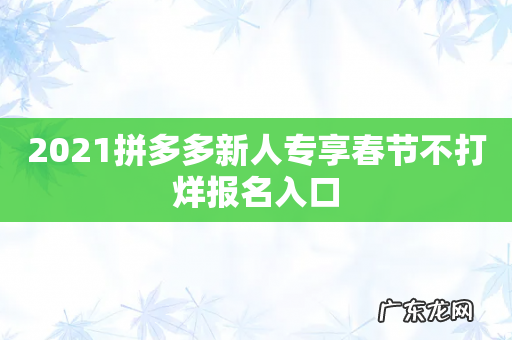 2021拼多多新人专享春节不打烊报名入口