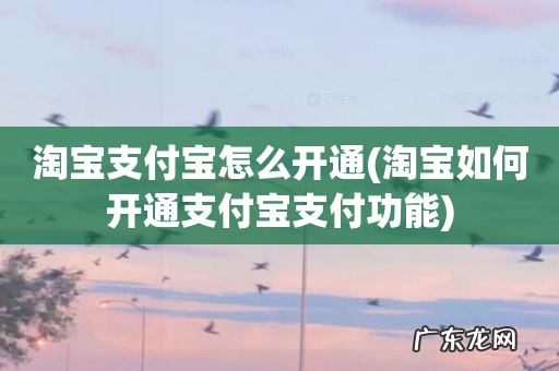 淘宝如何开通支付宝支付功能 淘宝支付宝怎么开通
