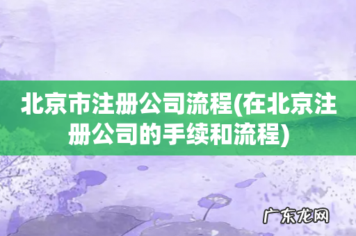 在北京注册公司的手续和流程 北京市注册公司流程