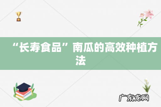 “长寿食品”南瓜的高效种植方法