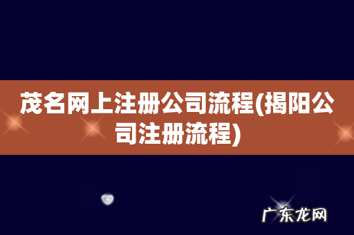 揭阳公司注册流程 茂名网上注册公司流程