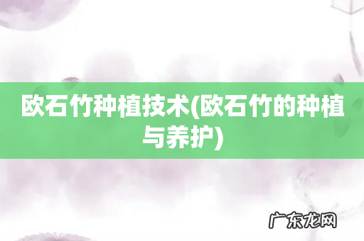 欧石竹的种植与养护 欧石竹种植技术