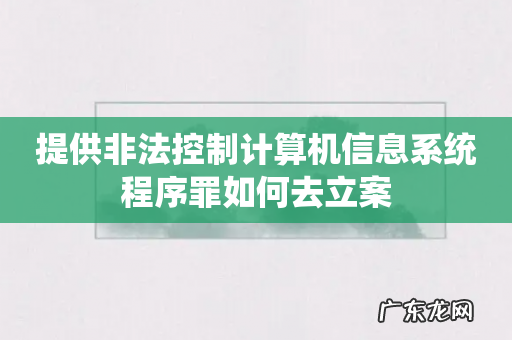 提供非法控制计算机信息系统程序罪如何去立案
