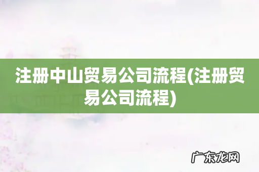 注册贸易公司流程 注册中山贸易公司流程