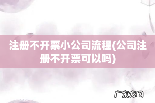公司注册不开票可以吗 注册不开票小公司流程