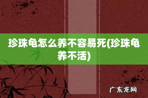 珍珠龟养不活 珍珠龟怎么养不容易死