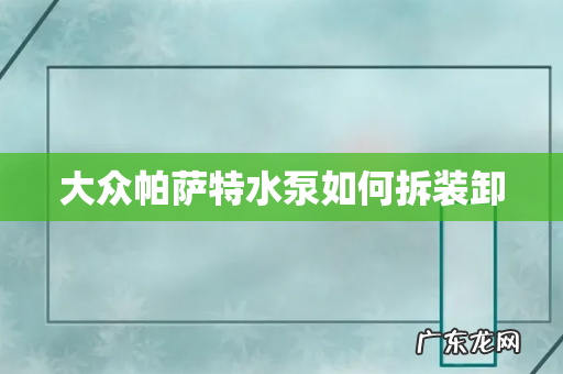 大众帕萨特水泵如何拆装卸