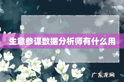 生意参谋数据分析师有什么用
