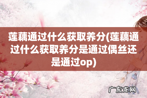 莲藕通过什么获取养分是通过偶丝还是通过op 莲藕通过什么获取养分