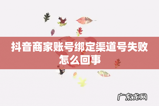 抖音商家账号绑定渠道号失败怎么回事