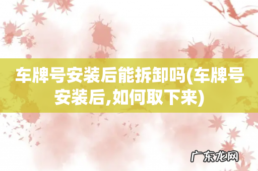 车牌号安装后,如何取下来 车牌号安装后能拆卸吗