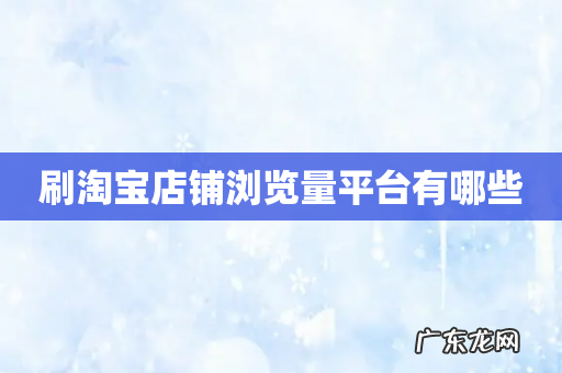 刷淘宝店铺浏览量平台有哪些