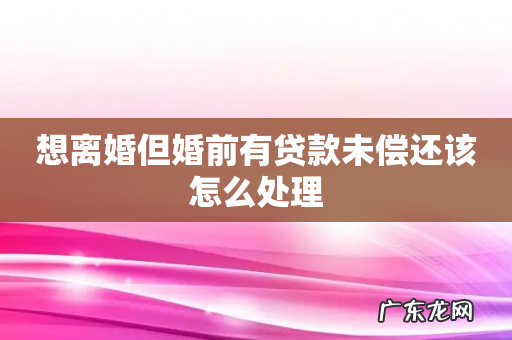 想离婚但婚前有贷款未偿还该怎么处理