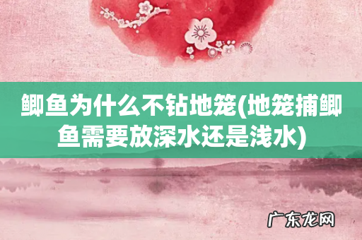 地笼捕鲫鱼需要放深水还是浅水 鲫鱼为什么不钻地笼