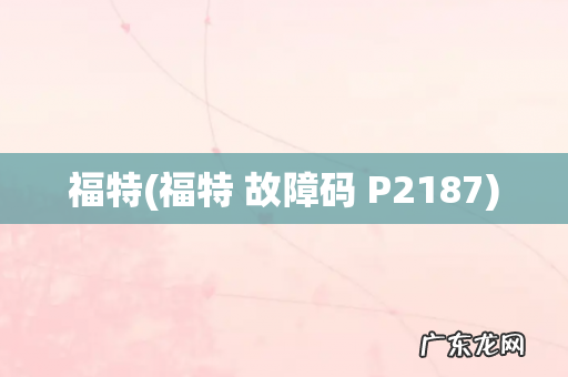 福特 故障码 P2187 福特