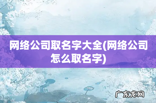 网络公司怎么取名字 网络公司取名字大全
