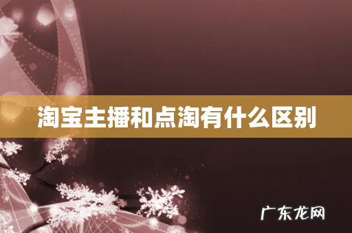 淘宝主播和点淘有什么区别