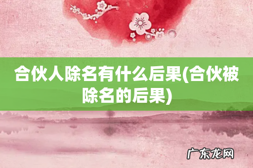 合伙被除名的后果 合伙人除名有什么后果