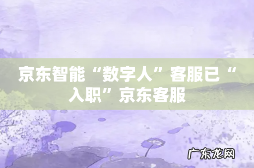 京东智能“数字人”客服已“入职”京东客服