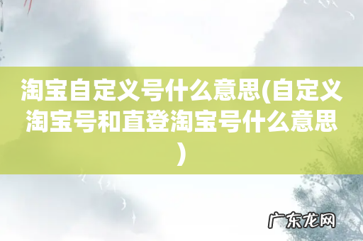 自定义淘宝号和直登淘宝号什么意思 淘宝自定义号什么意思