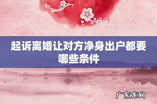 起诉离婚让对方净身出户都要哪些条件