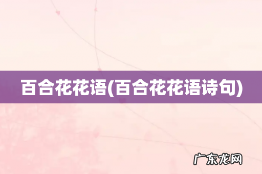 百合花花语诗句 百合花花语