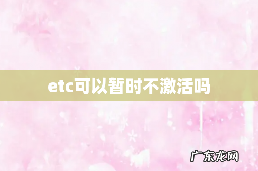 etc可以暂时不激活吗