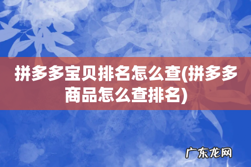 拼多多商品怎么查排名 拼多多宝贝排名怎么查