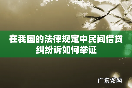 在我国的法律规定中民间借贷纠纷诉如何举证