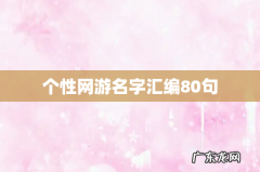 个性网游名字汇编80句