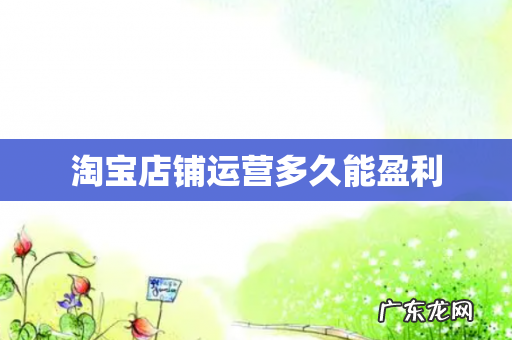 淘宝店铺运营多久能盈利