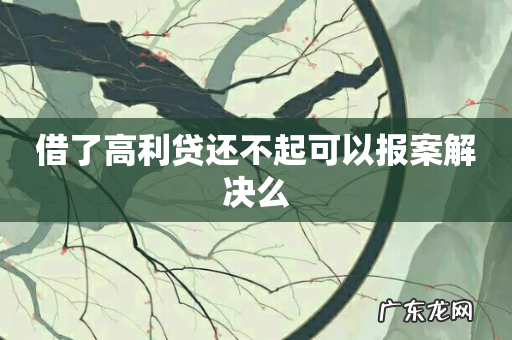 借了高利贷还不起可以报案解决么