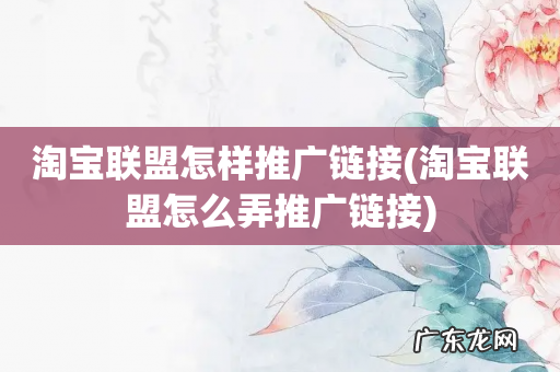 淘宝联盟怎么弄推广链接 淘宝联盟怎样推广链接