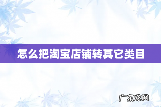 怎么把淘宝店铺转其它类目
