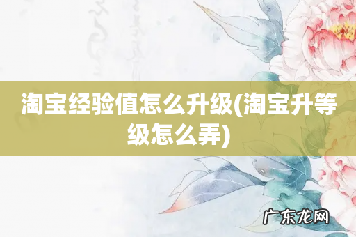 淘宝升等级怎么弄 淘宝经验值怎么升级