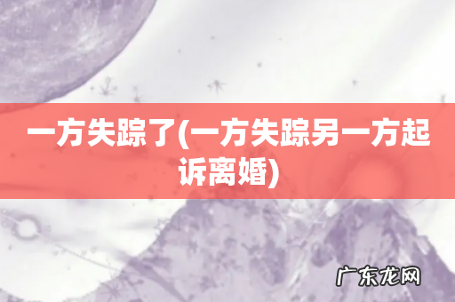 一方失踪另一方起诉离婚 一方失踪了