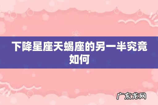下降星座天蝎座的另一半究竟如何