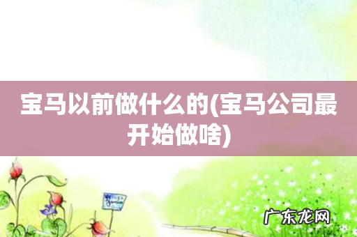 宝马公司最开始做啥 宝马以前做什么的