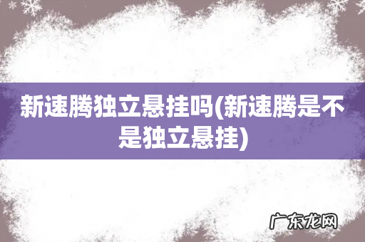 新速腾是不是独立悬挂 新速腾独立悬挂吗